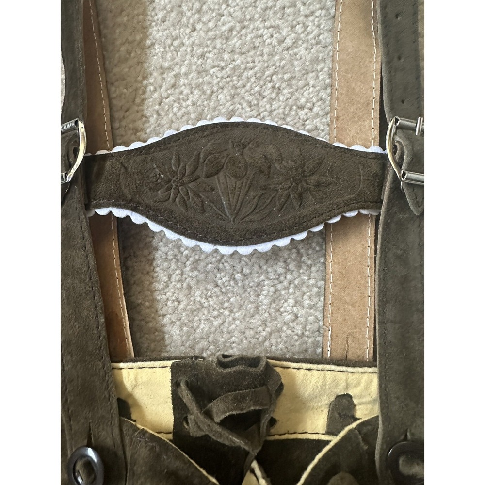 Vintage Lederhosen Leather Germany Octoberfest children's Suspenders Shorts - Picture 2 of 6